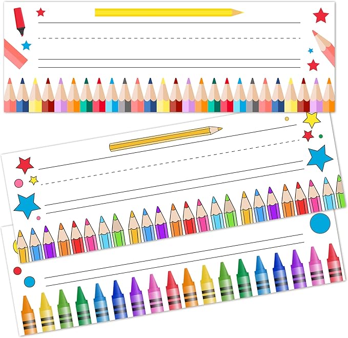 Name Tags for Classroom Cubbies, 30 Colorful Name Plates for Desks, Back to by Cazhes