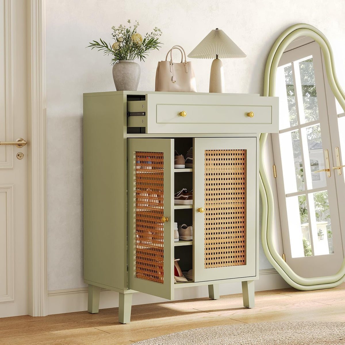 LITTLE TREE Shoe Cabinet for Entryway, 4-Tier Shoe Organizer with Adjustable ...