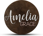 Custom Round Nursery Name Sign, Personalized Wooden Wall Plaque, Baby Shower by HickoryHollowDesigns