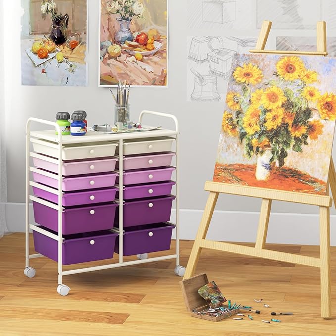 LDAILY 12 Drawer Rolling Storage Cart, Craft Cart Organizer on Wheels - Image 9