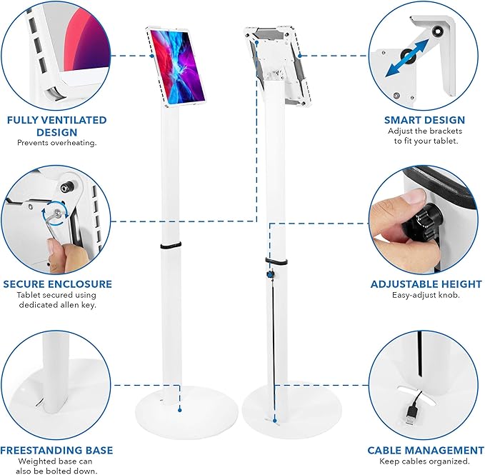 Mount-It! Anti-Theft Universal Tablet Kiosk Stand, Fits iPad Pro, Galaxy Tab - Image 3