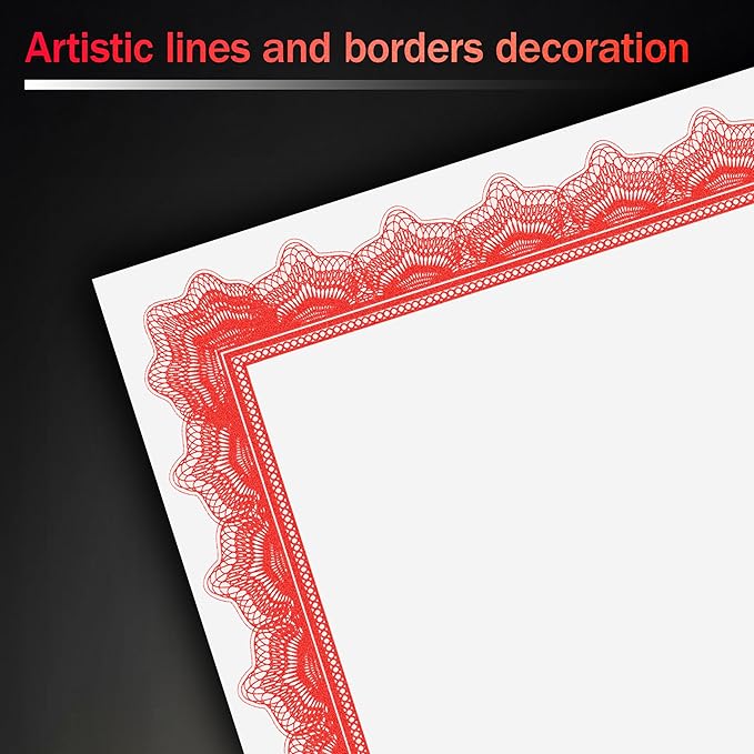 50 Sheets Red & White Certificate Papers, Letter Size 8.5x11, - Image 5