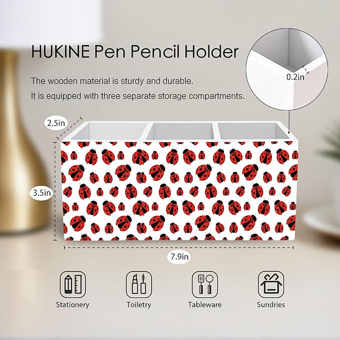 HUKINE Red Ladybug Pen Holder for Desk Decoration, Ladybug Gifts for Women - Image 6