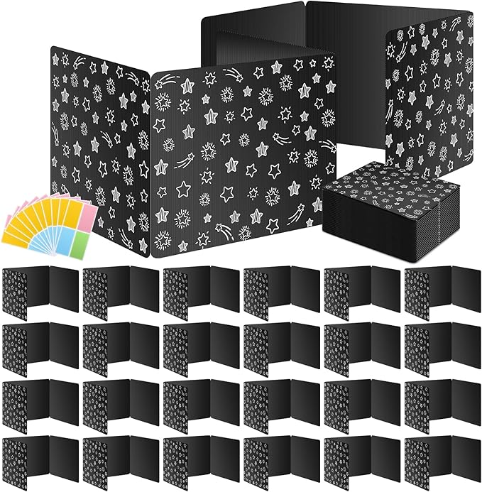 Black 24-Pack Desk Dividers for Students, Waterproof Plastic Study Carrel by Ubenic