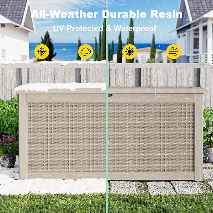 EasyUp 320 Gallon Deck Boxes Waterproof, Outdoor Large Storage Boxes - Image 6