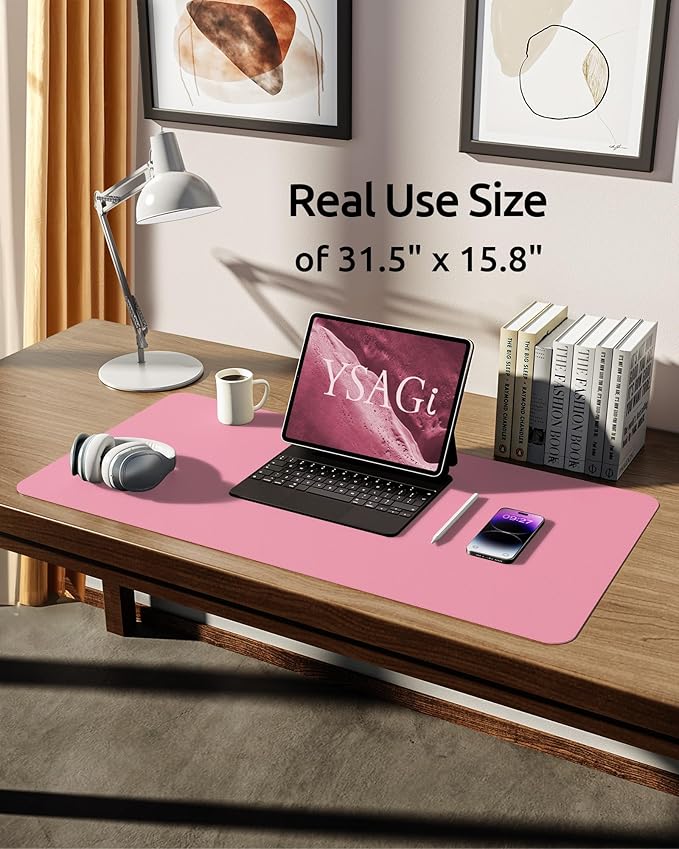 YSAGi Leather Desk Protector, Office Mat, Large Mouse Mat, Non-Slip PU Leather - Image 5