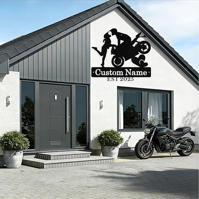 Custom Motorcycle Couple Metal Signs Personalized Biker Couple Name Sign Custom - Image 9