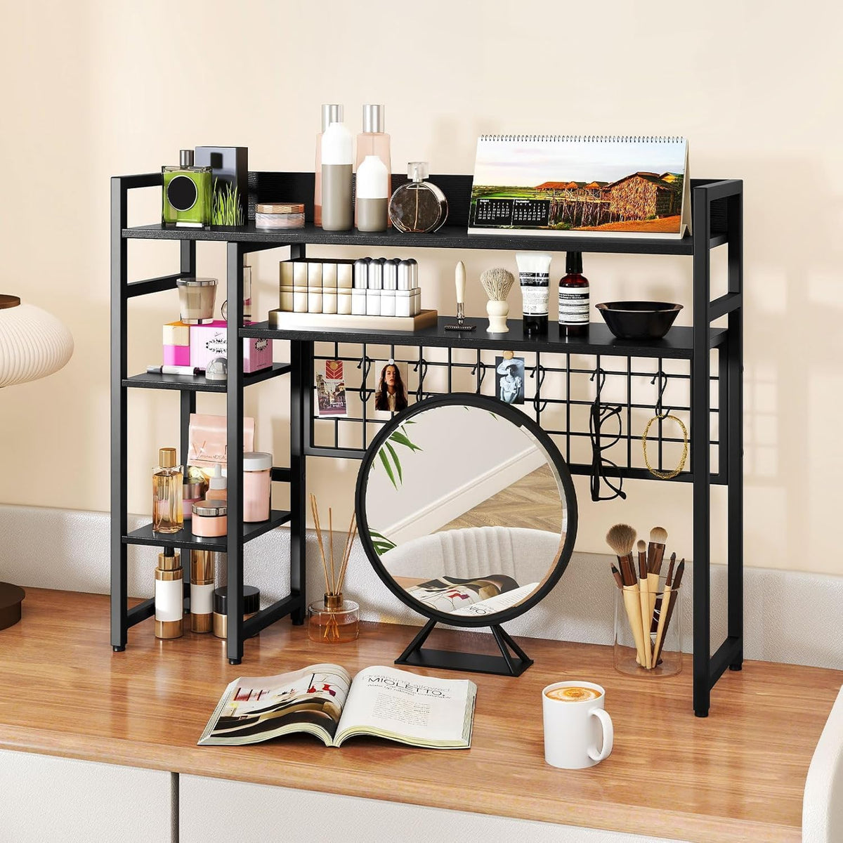 COSTWAY Desktop Bookshelf for Monitors up to 32", Countertop Organizer