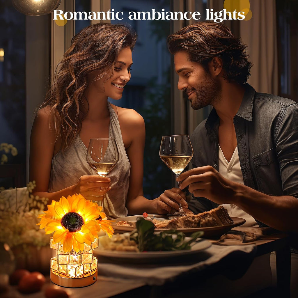 sunflowers flower lamp cordless touch table lamp birthday showing dimensions