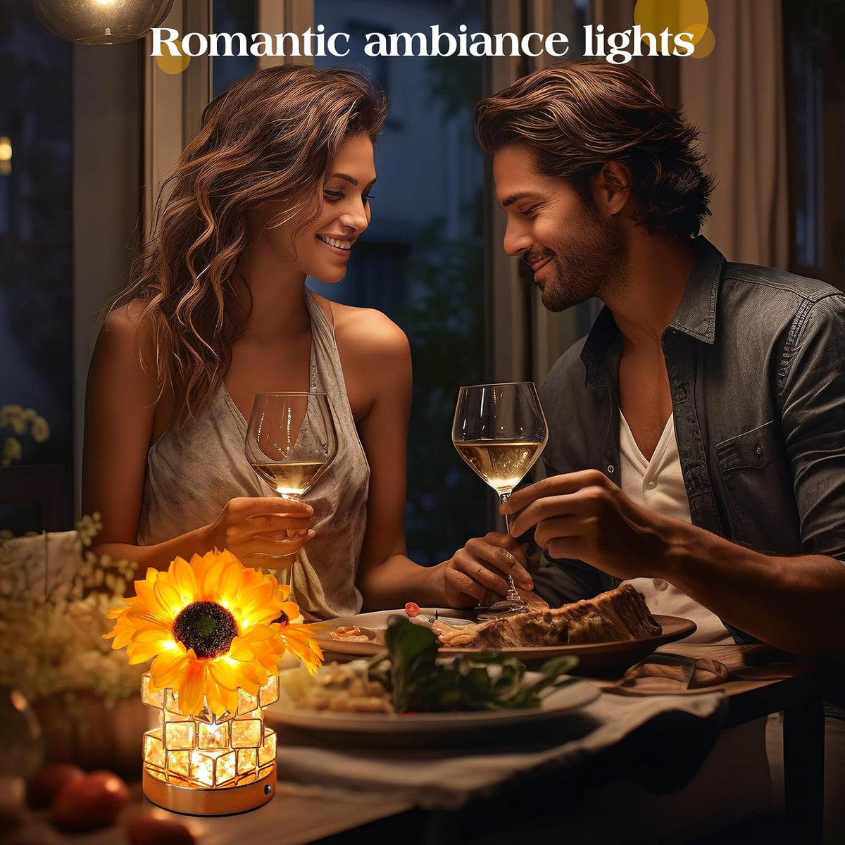 sunflowers flower lamp cordless touch table lamp birthday showing dimensions