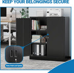 Metal Storage Cabinet, 36" Locking Cabinet with Adjustable Shelves for Garage, Office (Black)