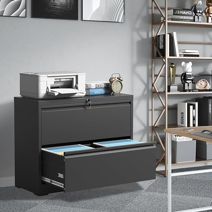 FLIXELIO File Cabinets 2 Drawer, Metal Office Storage Filing Cabinet - Image 2