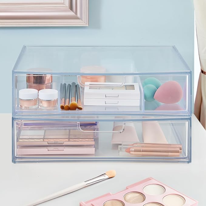STORi STAX Plastic Stackable Organizer Drawers Clear | 12.5" Wide | Set - Image 8