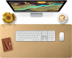 Bloss Gold Leather Desk Mat 35.4" x 15.7", Large Keyboard Pad by Bloss