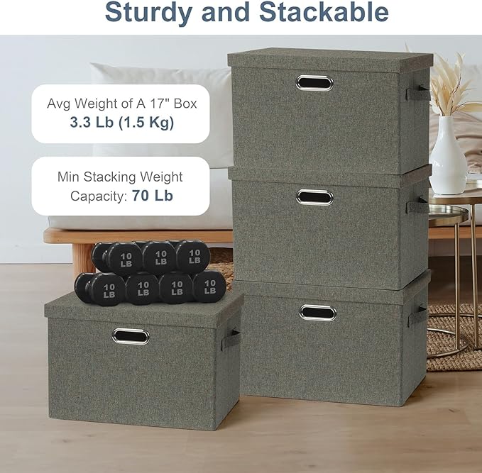 Graciadeco Large 17" 36 Quart Collapsible Stackable Storage Bins - Image 3