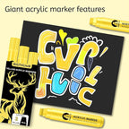BIGTHUMB 3 Pcs Yellow Jumbo Permanent Markers: 15mm Wide Tip Thick Acrylic - Image 6