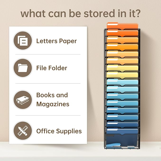 SUPEASY 17-Tier Wall File Holder Organizer - Image 6