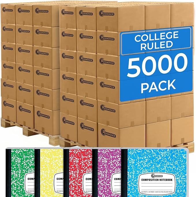 Rosmonde 5000 Pack Composition Notebooks Bulk, College Ruled, Jumbo Pallet of by Rosmonde