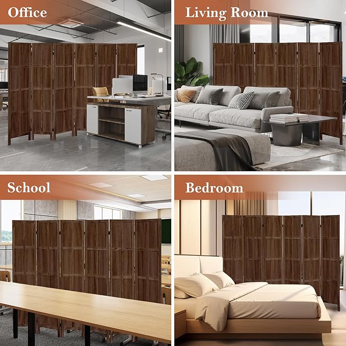 Leesinwing Wood Room Divider 6 Panel Folding Privacy Screen, Classic 5.6Ft - Image 9