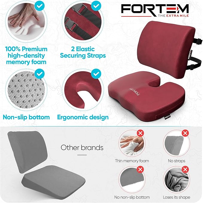 FORTEM Seat Cushion, Office Chair Cushion, Lumbar Support Pillow - Image 7