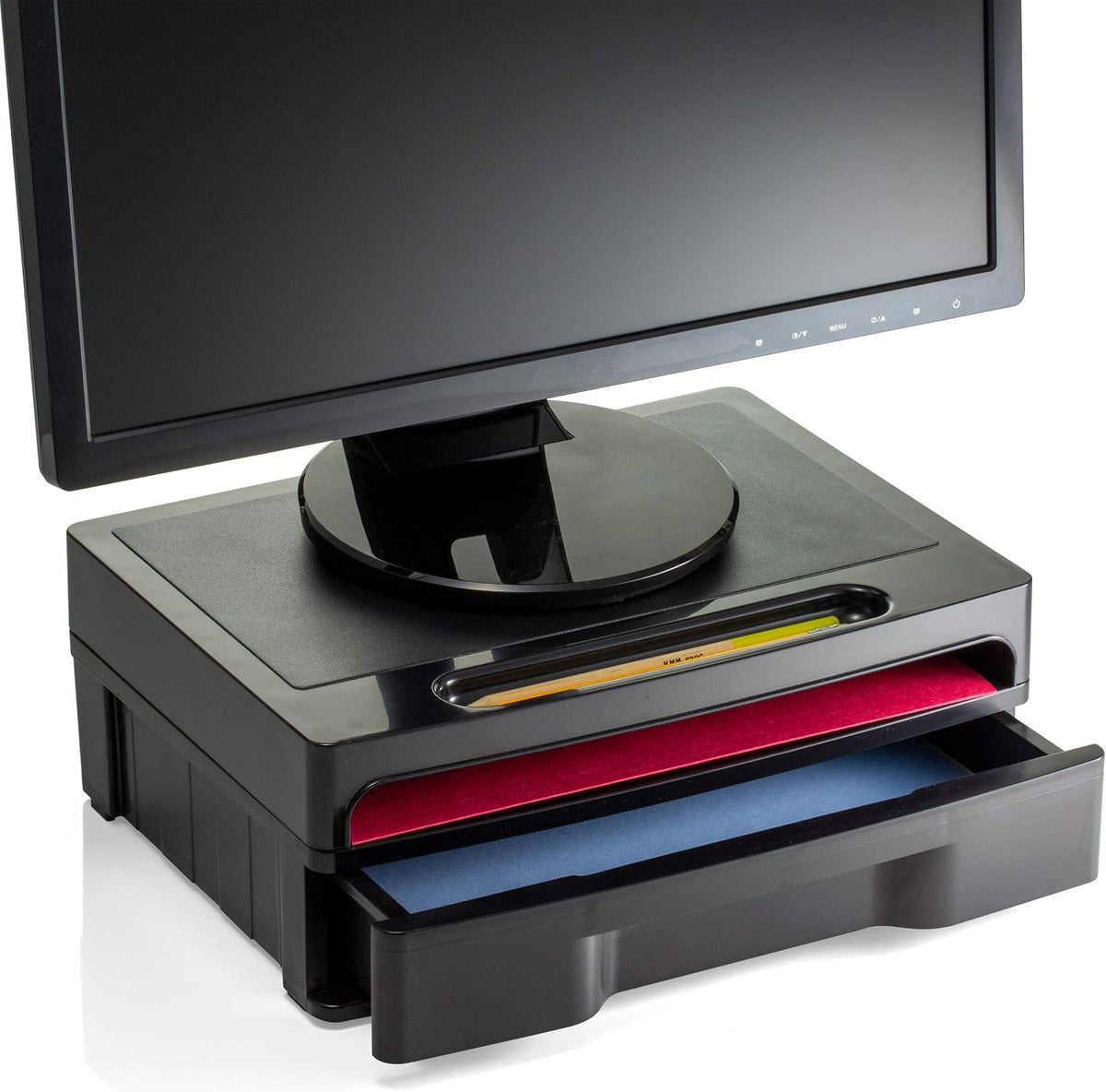 Officemate 2200 Series Monitor Stand with Security Drawer - Executive Monitor...