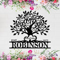 Personalized Family Tree Metal Sign Custom Last Name Sign Tree of Life Wall Art by HYTSIGN