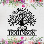 Personalized Family Tree Metal Sign Custom Last Name Sign Tree of Life Wall Art by HYTSIGN