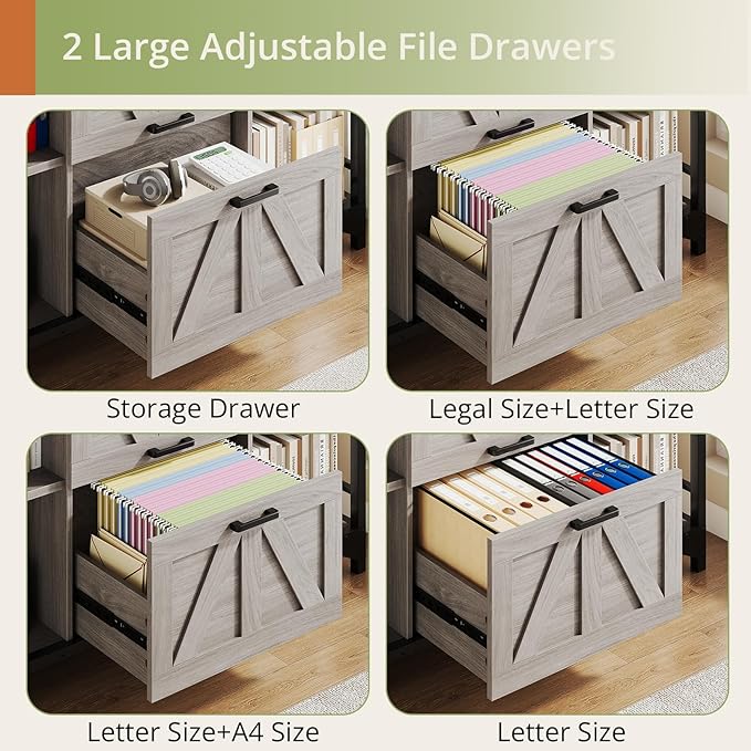 AesthLife 44" File Cabinet for Home Office, Wood Filing Credenza - Image 3