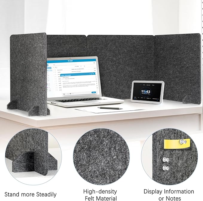 AMUSIGHT 4 Pack Acoustic Desk Dividers - Image 3