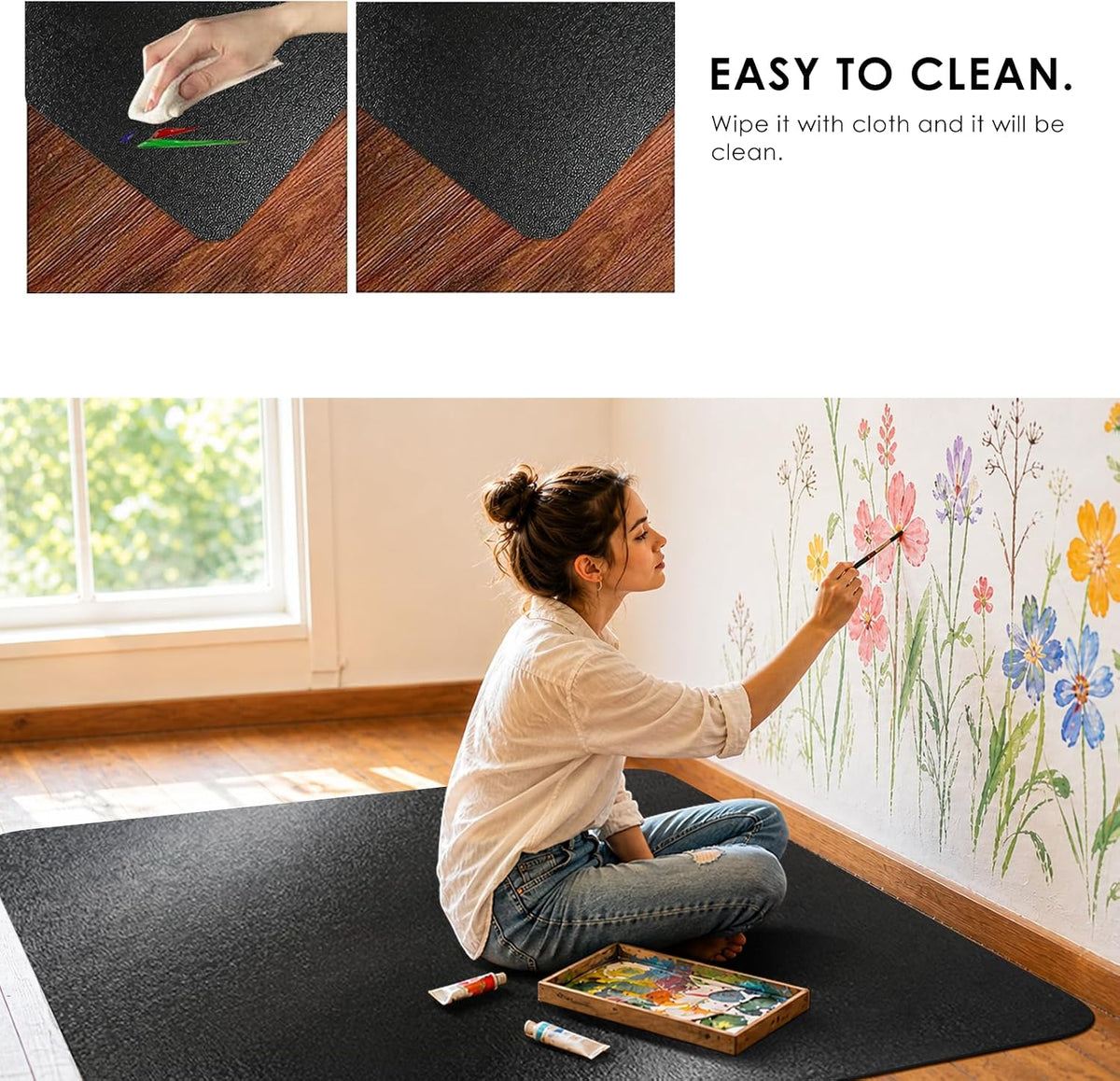 Kuyal Chair mat for Hardwood Floor 46 x 72 inches Rectangle Floor Mats Wood/T...