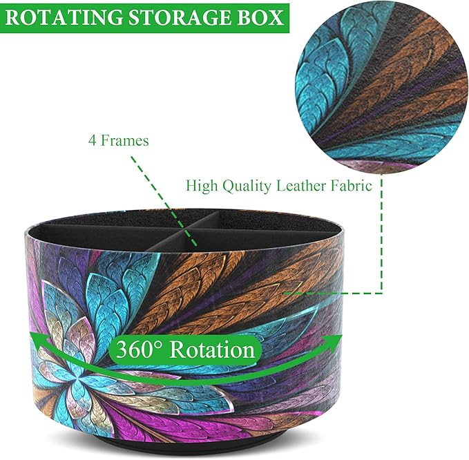 Hennaja Round Leather Art Supply Organizer, Remote Control Holder, 360 Degree - Image 3
