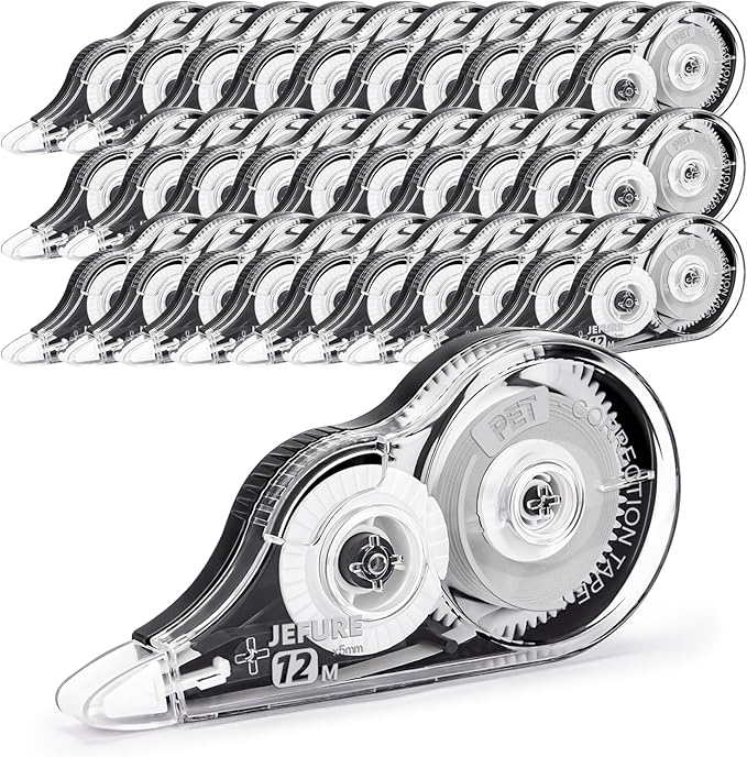 JEFURE 30 Pcs Correction Tape, 39.37 Ft White Wrong Out Tear-Resistant Bulk by JEFURE
