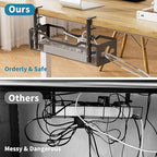 Litwaro Under Desk Cable Management Tray 2 Pack, No Drill, Organizer - Image 6