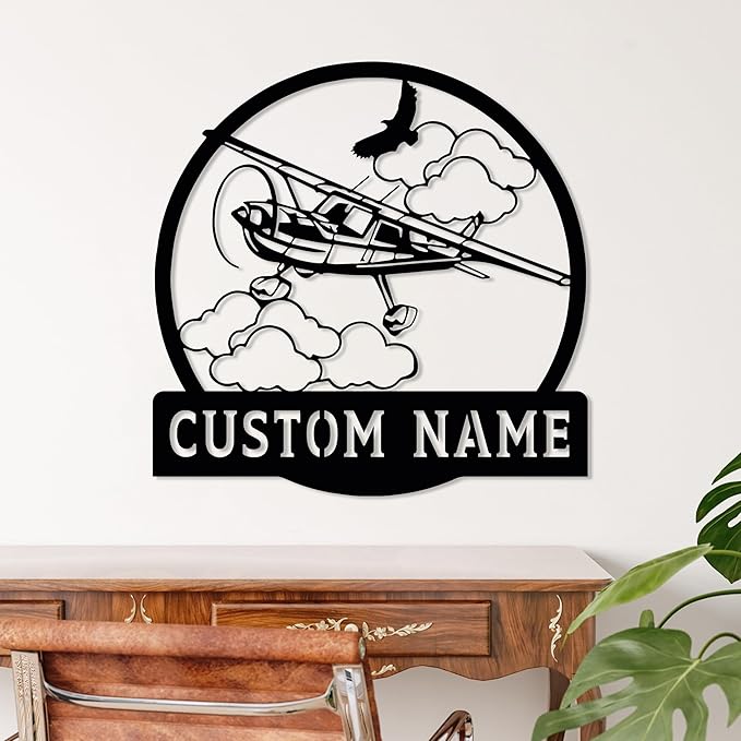 Personalized Metal Airplane Wall Art, Airplane Name Sign, Customized Pilot Name - Image 7