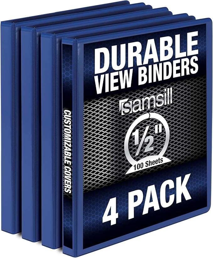Samsill Durable .5 Inch Binder, Made in the USA, Round Ring Customizable Clear by Samsill