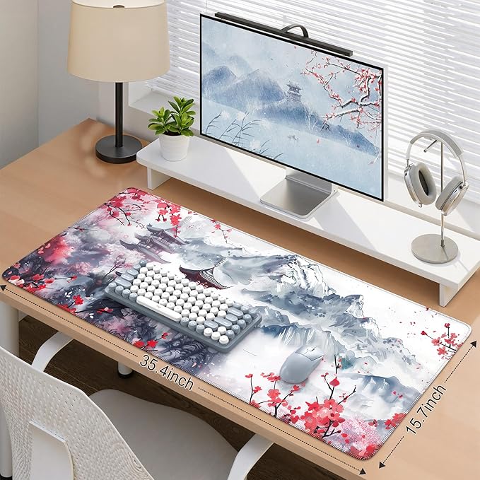 iCasso Desk Protector Mat, Large Japanese Mouse Pad, Stable Rubber Base Mousepad - Image 3