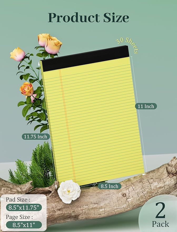 Yellow Note Pads 8.5 x 11 College Ruled Legal Pads 8.5 x 11 Notepads Yellow - Image 2
