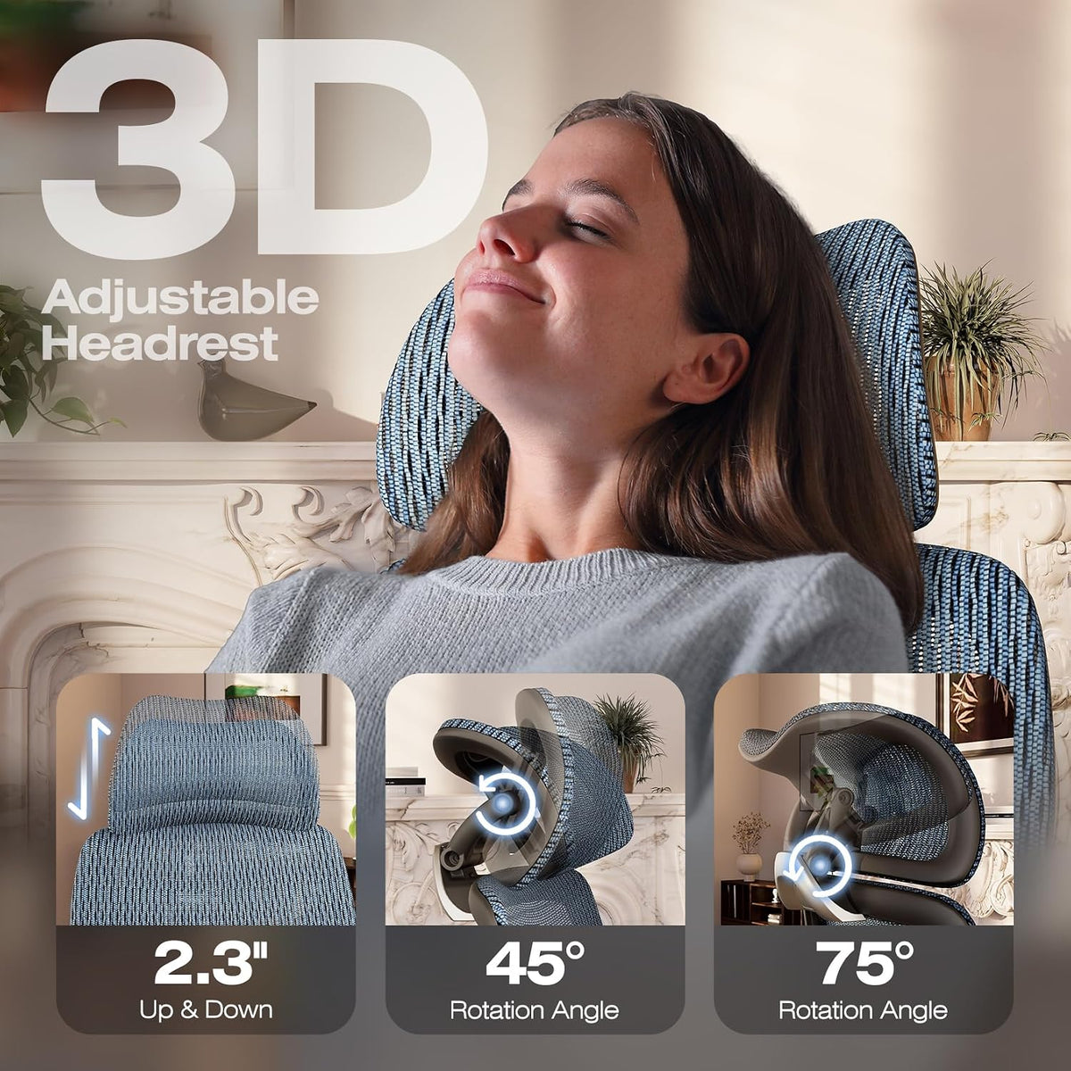 elabest x100 ergonomic mesh office chair with footrest showing dimensions