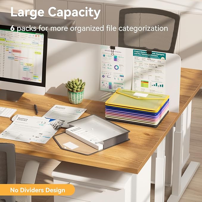 ABC life 6 Pack Plastic Expanding File Folder, Transparent Envelopes - Image 3