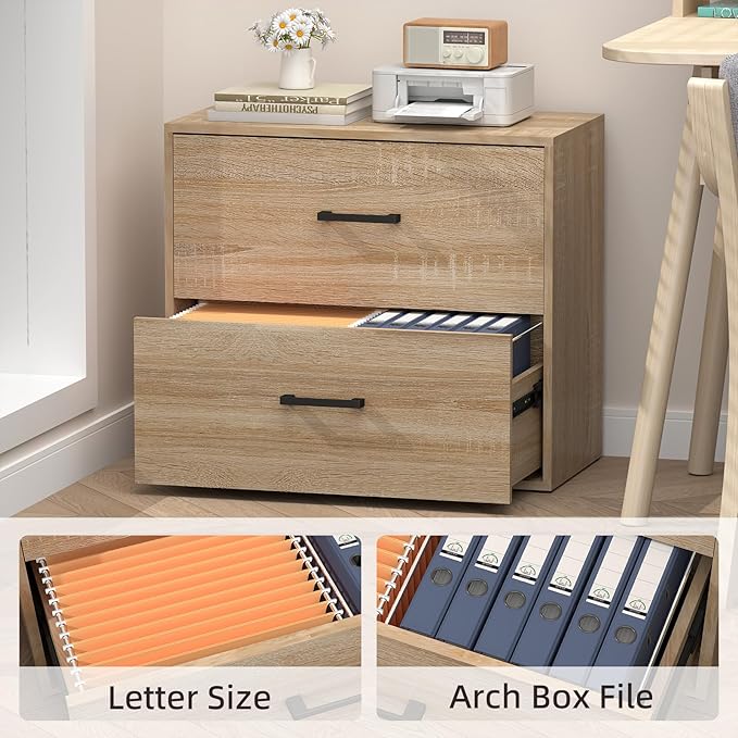 FATIGOS 2 Drawer Lateral File Cabinets, Wooden File Cabinets - Image 4