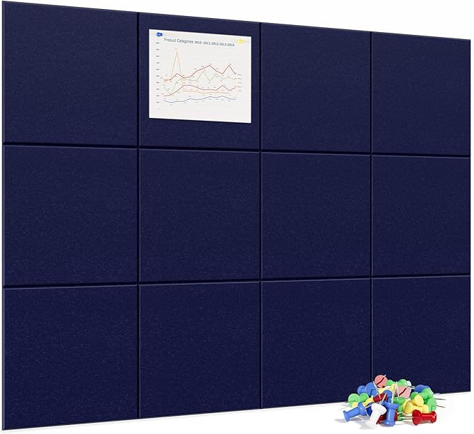 Neatsure Large Cork Board for Wall, 12 Panels Felt Tiles Tack Push Pin Board by Neatsure