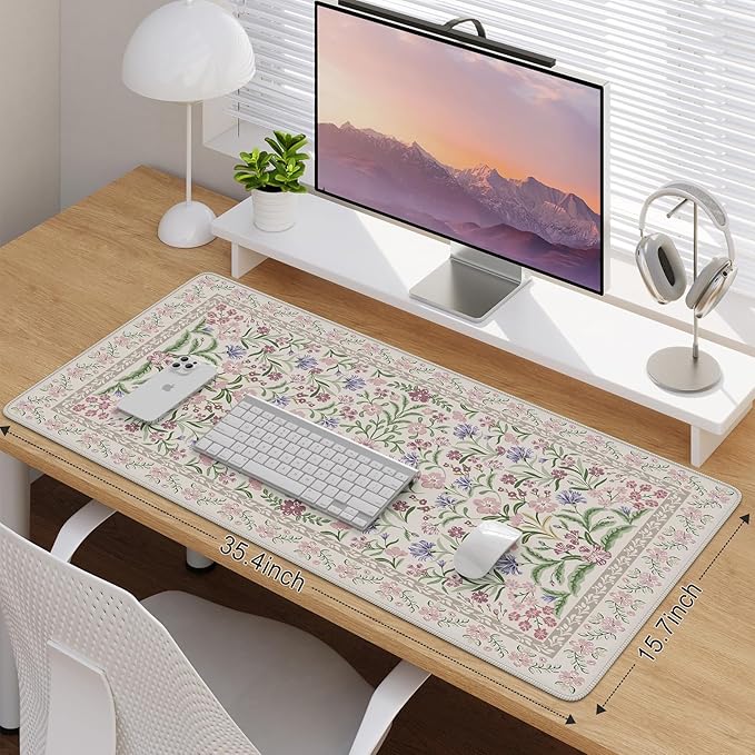 iCasso Desk Mat for Keyboard and Mouse, Large Mouse Pad, Desk Pad Mat, - Image 2