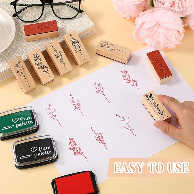 Tenare 8 Pieces Vintage Rubber Stamps Decorative - Image 4
