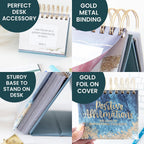 bloom daily planners Undated Perpetual Desk Easel/Inspirational Standing Flip Calendar - Motivational Page a Day - (5.25" x 5.5") - Positive Daily Affirmations