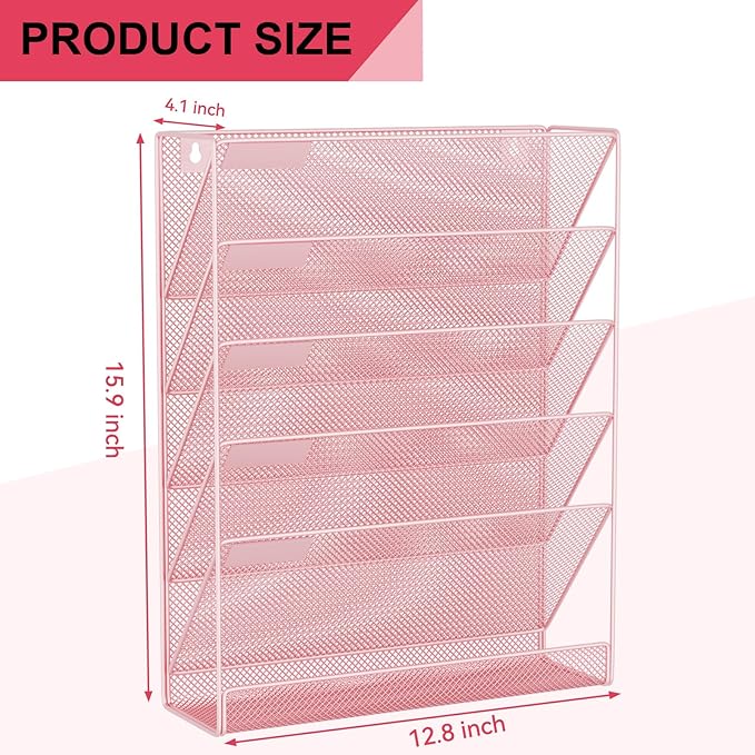 GDINDINFAN Wall File Organizer Holder Mesh Hanging Paper Document Holder - Image 3