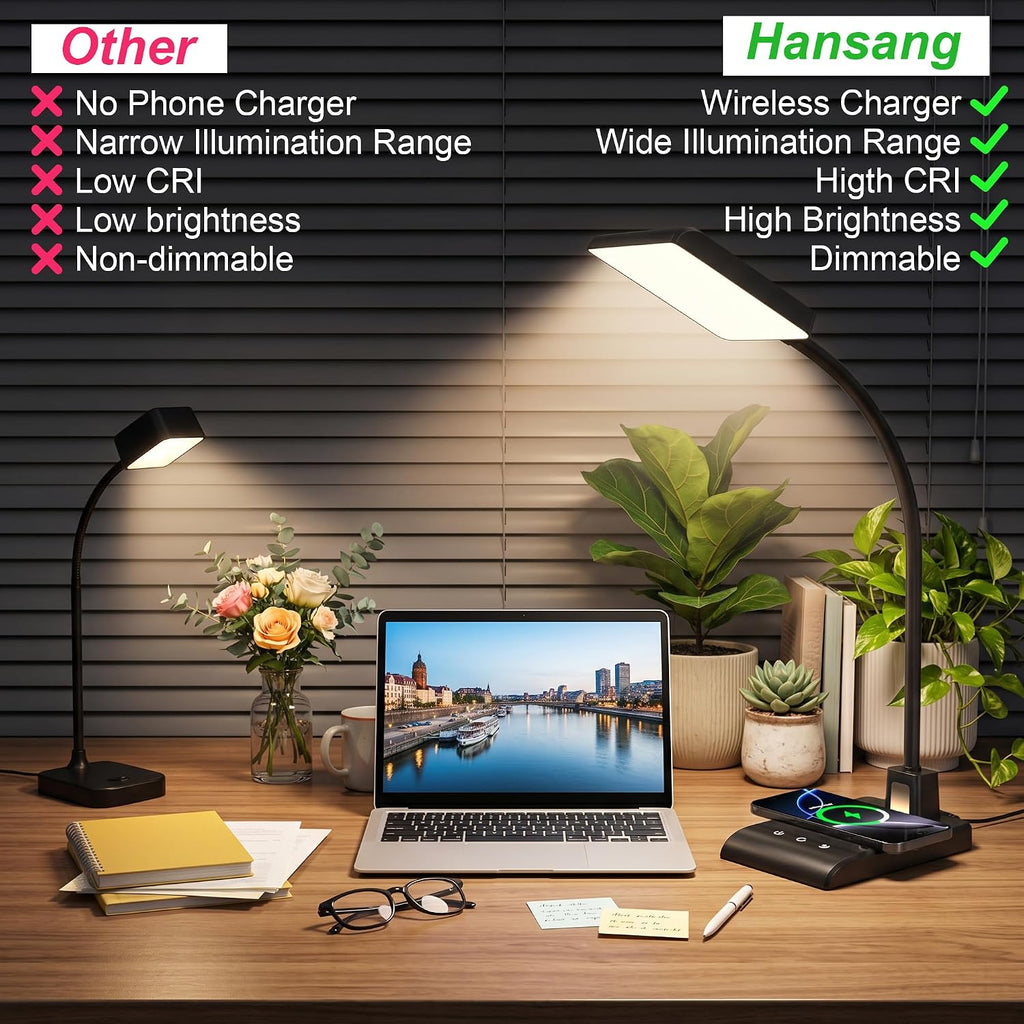 desk lamp with wireless charger, desk lamps for on a desk or shelf