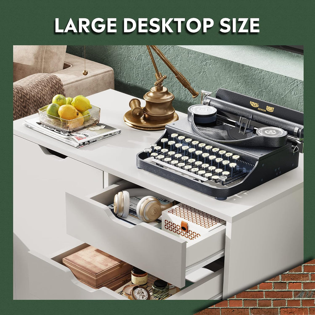 devaise 5-drawer wood drawer cabinet, office storage cabinet, front angle view