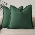 Foindtower Set of 2 Decorative Linen Fringe Throw Pillow Covers Cozy Boho