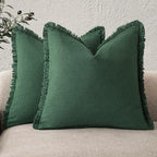 Foindtower Set of 2 Decorative Linen Fringe Throw Pillow Covers Cozy Boho by Foindtower