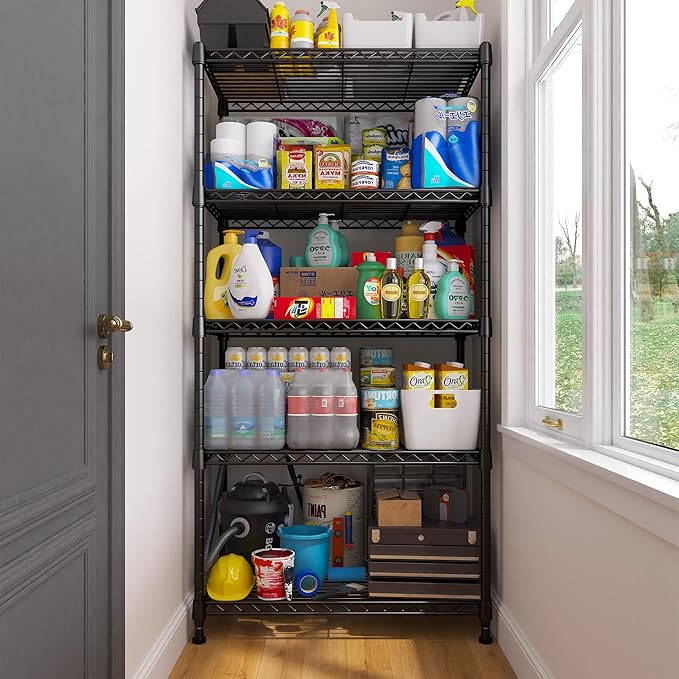 REIBII 5 Tier Storage Shelves Adjustable Wire Rack Shelving, Kitchen Shelves - Image 6